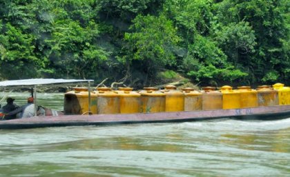 A boat in Indonesia’s Kayan Mentarang National Park.